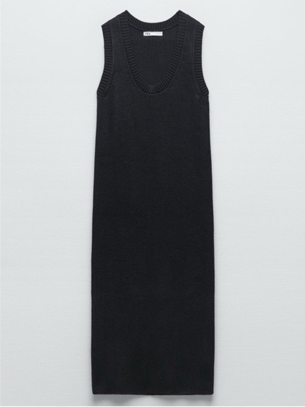 Zara Heavy Knit Sleeveless Black  Midi Dress Size  Medium